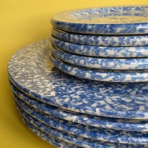 Vintage Gerald E. Henn Blue Spongeware Salad Plate